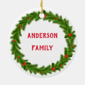 Golfkerst Wreath voeg je foto rood toe Keramisch Ornament (Achterkant)