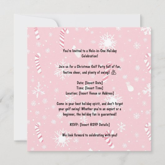 Golfkerstfeest met de Kerstman op Roze Save The Date (Achterkant)