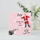 Golfkerstfeest met de Kerstman op Roze Save The Date (Staand voorkant)