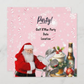 Golfkerstfeest met de Kerstman op Roze Save The Date (Voorkant / Achterkant)