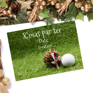 Golfkerstfeest Par t-shirt met golfbal Kaart