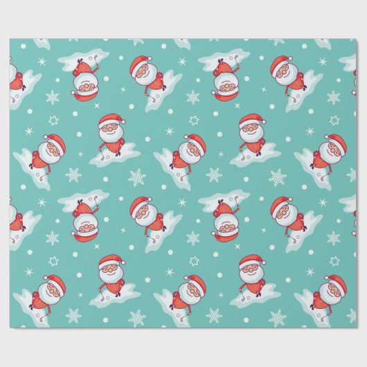 Golfkerstman Cadeaupapier (Vlak)