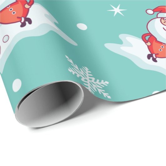 Golfkerstman Cadeaupapier (Rol Hoek)