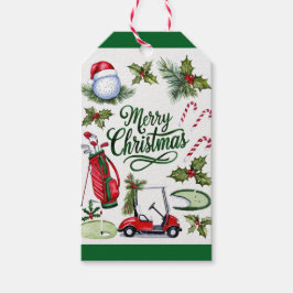 Golfkerstthema Golfer waterverf Holiday Cadeaulabel