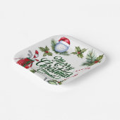 Golfkerstthema Golfer waterverf Holiday Papieren Bordje (Gebogen)