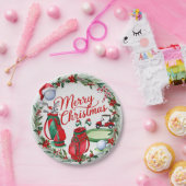 Golfkerstthema Golfer waterverf Holiday Papieren Bordje (Feest)