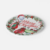 Golfkerstthema Golfer waterverf Holiday Papieren Bordje (Gekanteld)