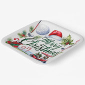 Golfkerstthema Golfer waterverf Holiday Papieren Bordje (Gebogen)