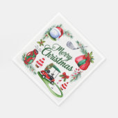 Golfkerstthema Golfer waterverf Holiday Servet (Hoek)