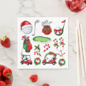 Golfkerstthema Golfer waterverf Holiday Servet (Insitu)