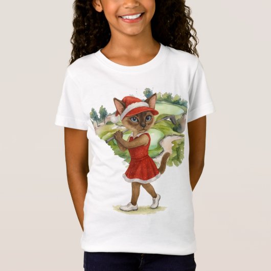 Golfkerstthema voor kattenliefhebbers Golfer Party T-shirt (Voorkant)