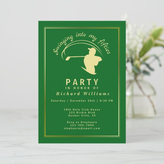 Golfklassieker Green Golden Player Mannen 50e verj Kaart (Staand voorkant)