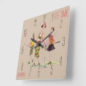 golfklok - flamingo t-shirt tijd vierkante klok (Hoek)