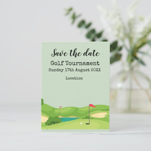Golfkoers achtergrond golftoernooi briefkaart (Staand voorkant)