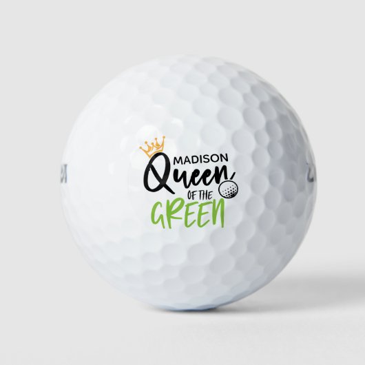 Golfkoningin van de Groene Funny Modern gepersonal Golfballen (Voorkant)