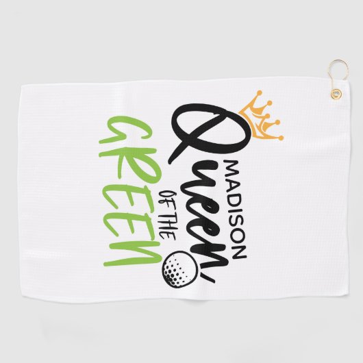 Golfkoningin van de Groene Funny Modern gepersonal Golfhanddoek (Horizontaal)