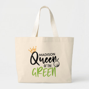 Golfkoningin van de Groene Funny Modern gepersonal Grote Tote Bag