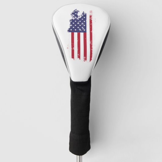 ** Golfkop Hoesje Patiotic Grunge USA Vlag Golfheadcover (Voorkant)