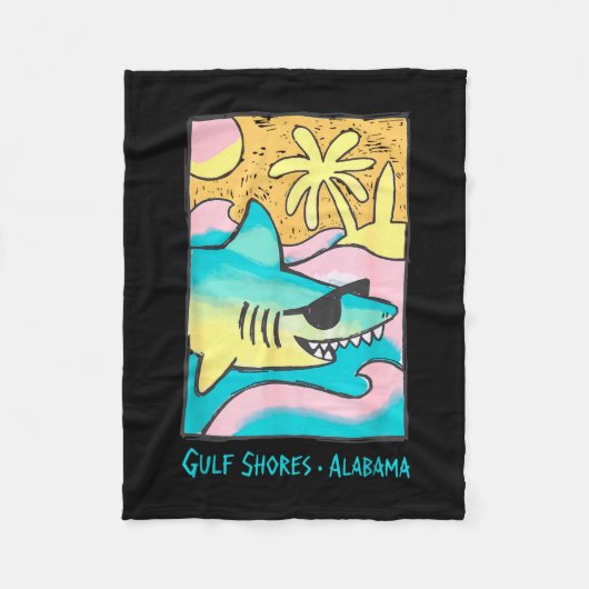 Golfkust Alabama grappige haai strandvakantie Fleece Deken (Voorkant)