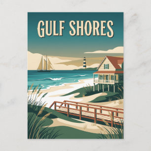 Golfkust Alabama Strand Kust Vintage Poster Briefkaart