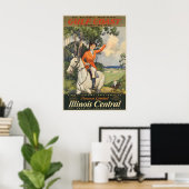 Golfkust Illinois Central RR Reisposter Poster (Thuiskantoor)