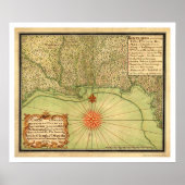 Golfkust van de VS kaart 1747 Poster (Voorkant)