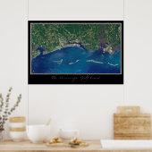 Golfkust van Mississippi vanaf de satellietkaart v Poster (Keuken)