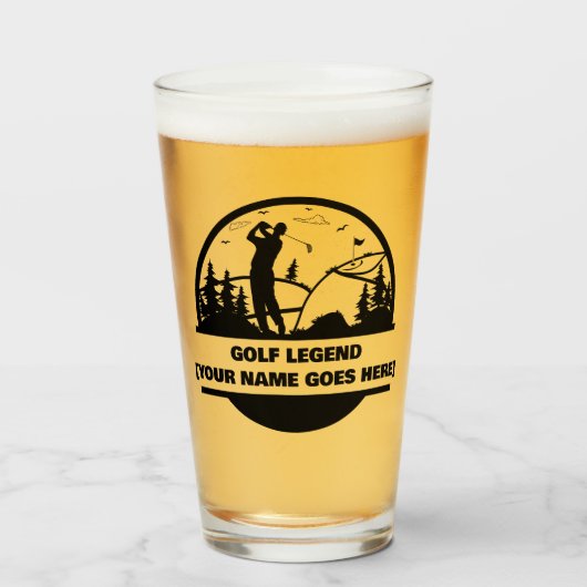 Golflegende gepersonaliseerd bierglas voor golfers glas (Voorkant gevuld)