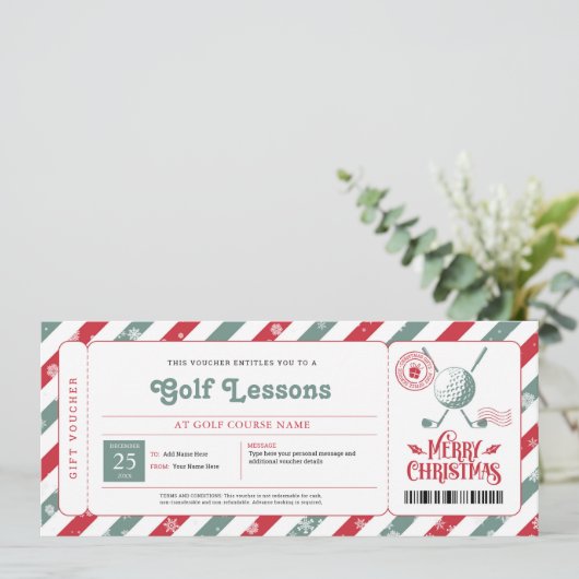 Golfles Kerstcadeaubon Kaart (Staand voorkant)