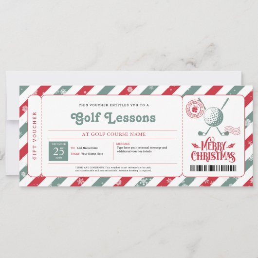 Golfles Kerstcadeaubon Kaart (Voorkant)