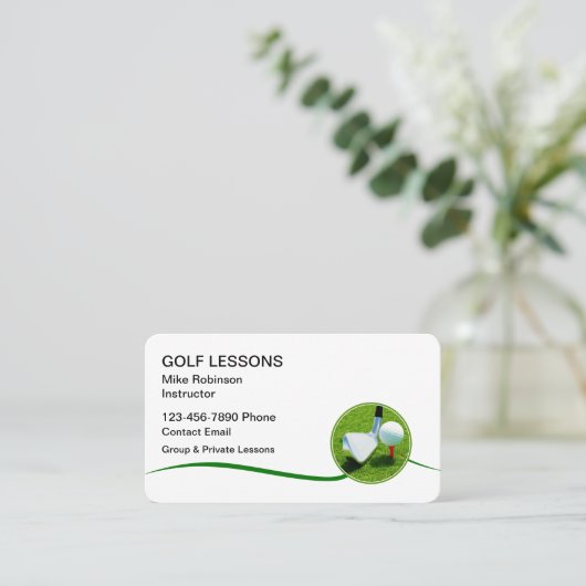 Golflessen Training Instructeur Visitekaartjes (Staand voorkant)