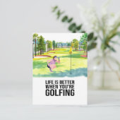 Golfleven is beter als je aan het golfen bent briefkaart (Staand voorkant)