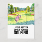 Golfleven is beter als je aan het golfen bent briefkaart (Voorkant)