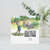 Golfleven is beter als je aan het golfen bent kaart (Staand voorkant)