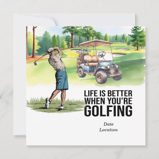 Golfleven is beter als je aan het golfen bent kaart (Voorkant)