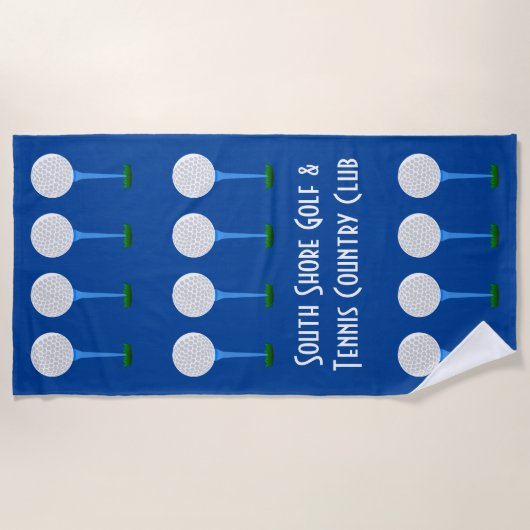 Golfliefhebber Balls & T - shirts Blue Beach Handd Strandlaken (Voorkant)