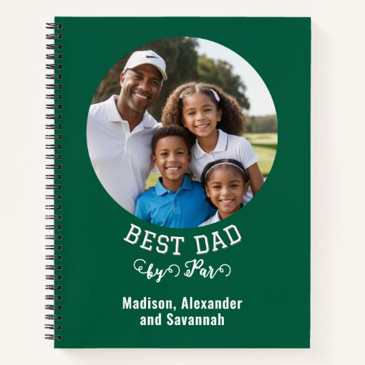Golfliefhebber Best Dad van Par Custom Photo Notitieboek (Voorkant)