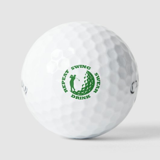 Golfliefhebber Gift Swing Swear Drink Herhaal Golf Golfballen (Voorkant)
