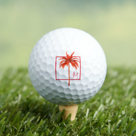 Golfliefhebber Palm Tree Modern rood tropisch Init Golfballen