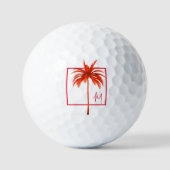 Golfliefhebber Palm Tree Modern rood tropisch Init Golfballen (Voorkant)