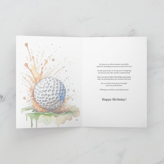 Golfliefhebbers Waterverf Paint Art Verjaardag Kaart (Binnen)