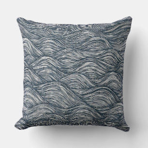 Golflijn kunst in indigo kussen