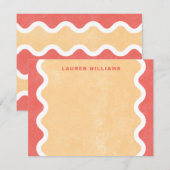 Golflijnen Briefpapier Notitiekaart - Rood Notitiekaartje (Voorkant / Achterkant)