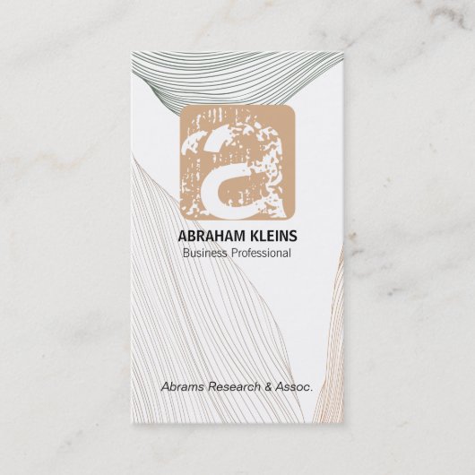 Golflijnpatroon | Monogram Visitekaartje (Voorkant)