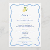 Golflijnrand citroen huwelijksfeest plaatskaart menu (Voorkant)