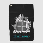 Golfmantel IJsland en IJslandse wapenschild/vlag Golfhanddoek (Voorkant)