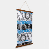Golfmechanisme – Aangepaste wandtapestry met houte Hangend Wandkleed (Gebogen)