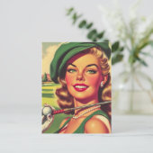  golfmeisje briefkaart (Staand voorkant)