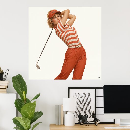 Golfmode uit de jaren 80 - Kunstprint Poster (Thuiskantoor)