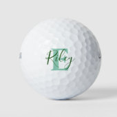 Golfmonogram naam initiaal groene golfballen (Voorkant)